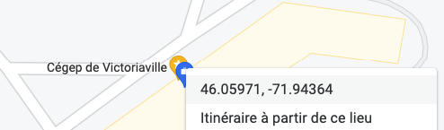 Coordonnées GPS Cégep Victo
