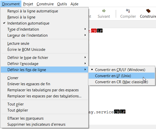 Convertir les CRLF en LF