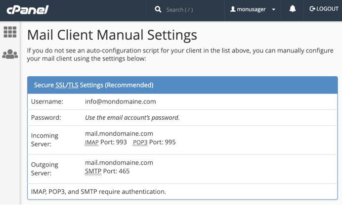 Mail Client Manual Settings