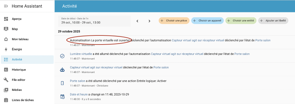 Résultat dans le fichier journal