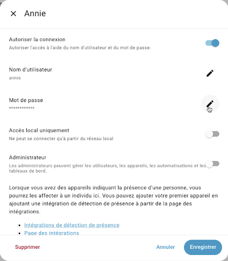 Changer mot de passe