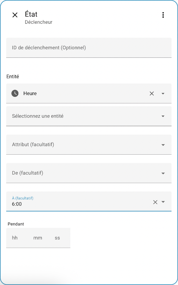 Déclencheur avec le capteur virtuel Date and time