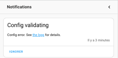 Notification configuration invalide