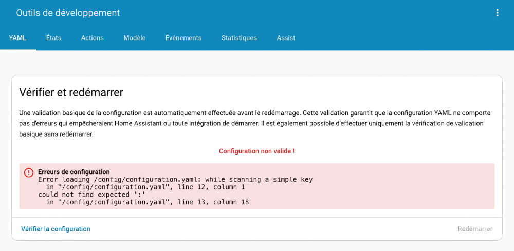 Erreurs de configuration
