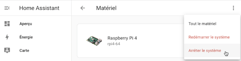 Éteindre Home Assistant