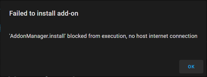 Failed to install Add-On