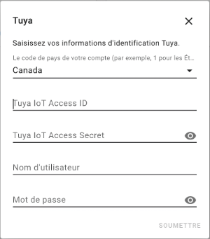 Intégration Tuya