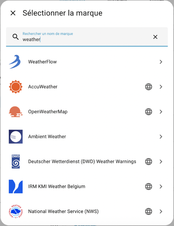 Intégrations / weather