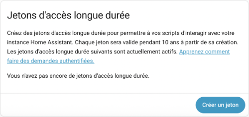 Jeton d'accès longue durée