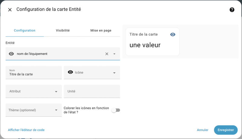 Configuration de la carte