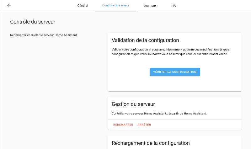 Validation des configurations disponible