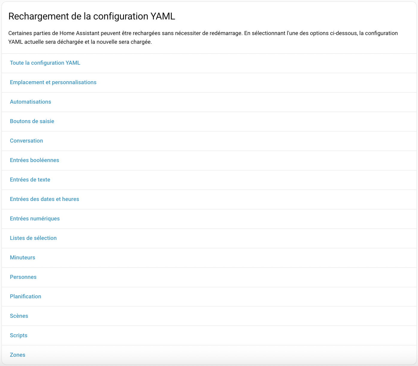 Rechargement de la configuration