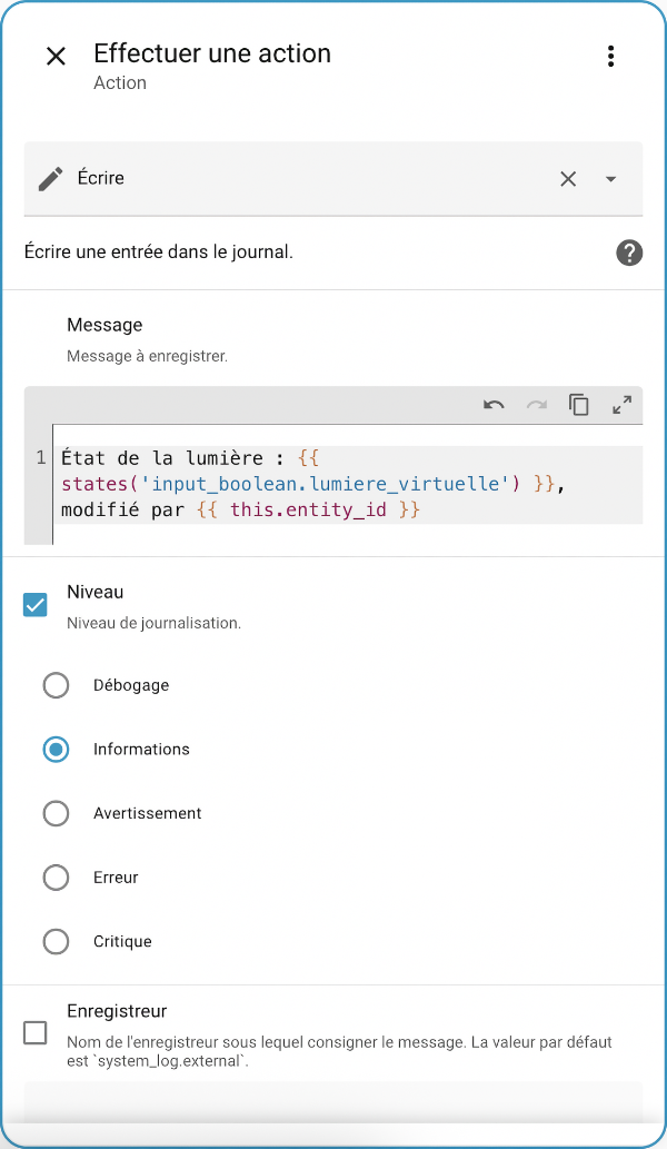 Loguer valeur capteur