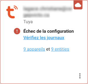 Tuya Échec de la configuration