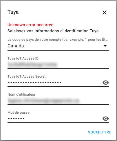 Unknown error occured