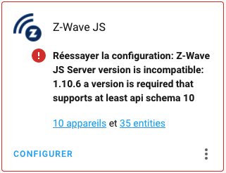 Z-Wave JS Server version is incompatible