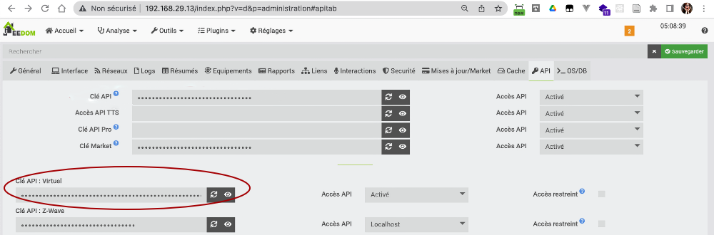 Clé API Virtuel