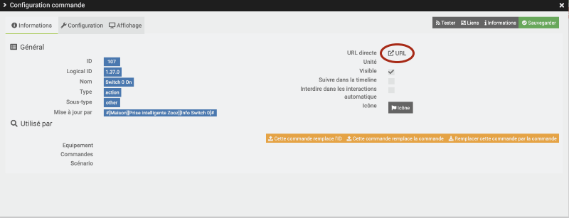 Configuration commande