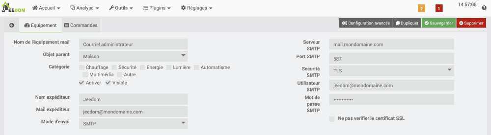 Configuration du mail