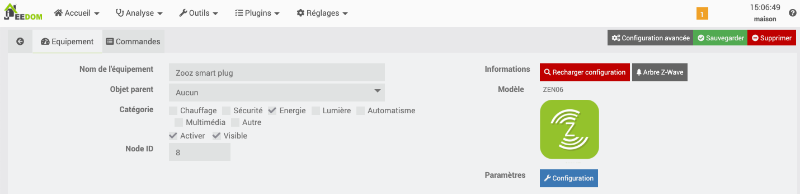 Configuration de la prise interlligente