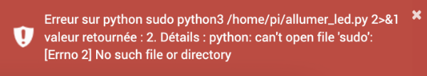 can't open file 'sudo': [Errno 2] No such file or directory