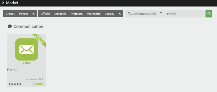 Plugin E-mail dans le market