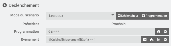 Déclencheur et programmation