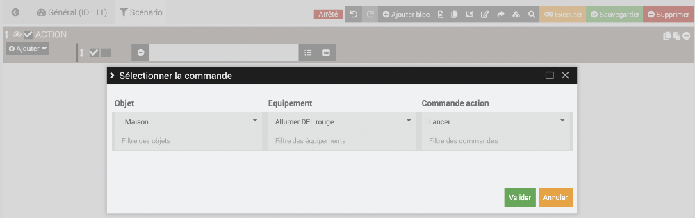 Scénario qui lance un script