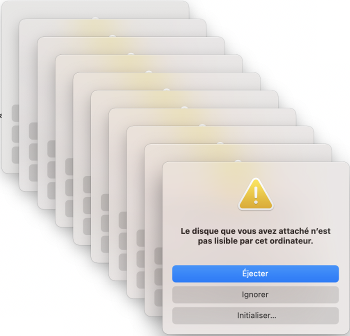 Le disque que vous avez attaché n’est pas lisible par cet ordinateur