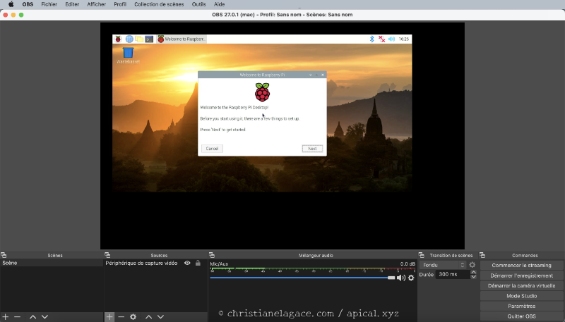 Sortie du Raspberry Pi dans OBS