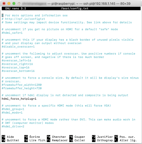 Fichier /boot/config.txt