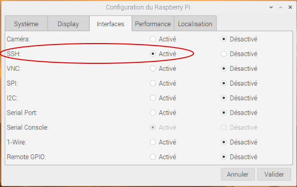 Activer SSH