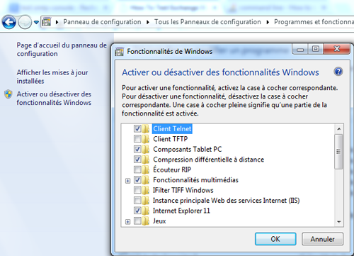 Ajouter le client Telnet sous Windows