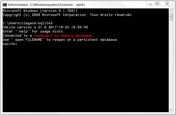 Ligne de commande SQLite