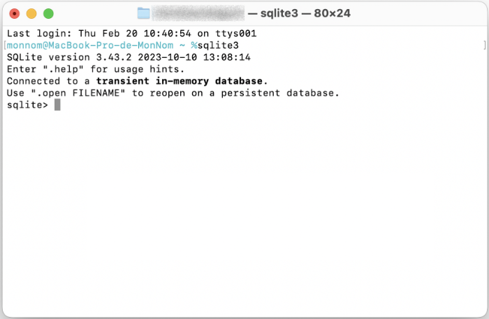 Ligne de commande SQLite sous Mac