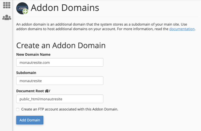 Addon Domain